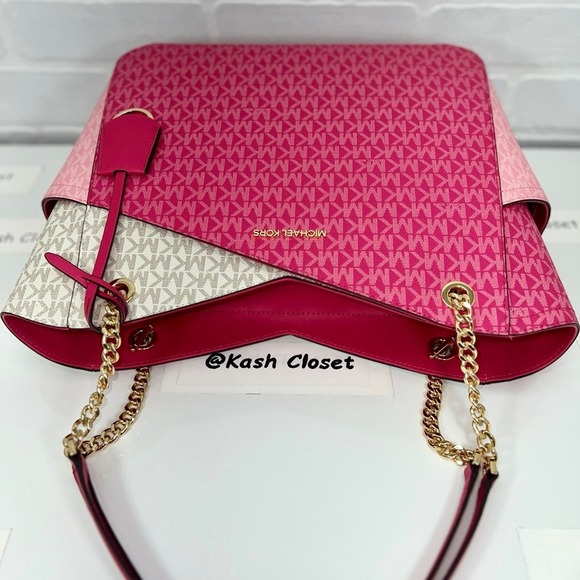 Michael Kors Shoulder Bag Xchain Jet Set LG Color-Block Logo Tote Electr… - Picture 4 of 11